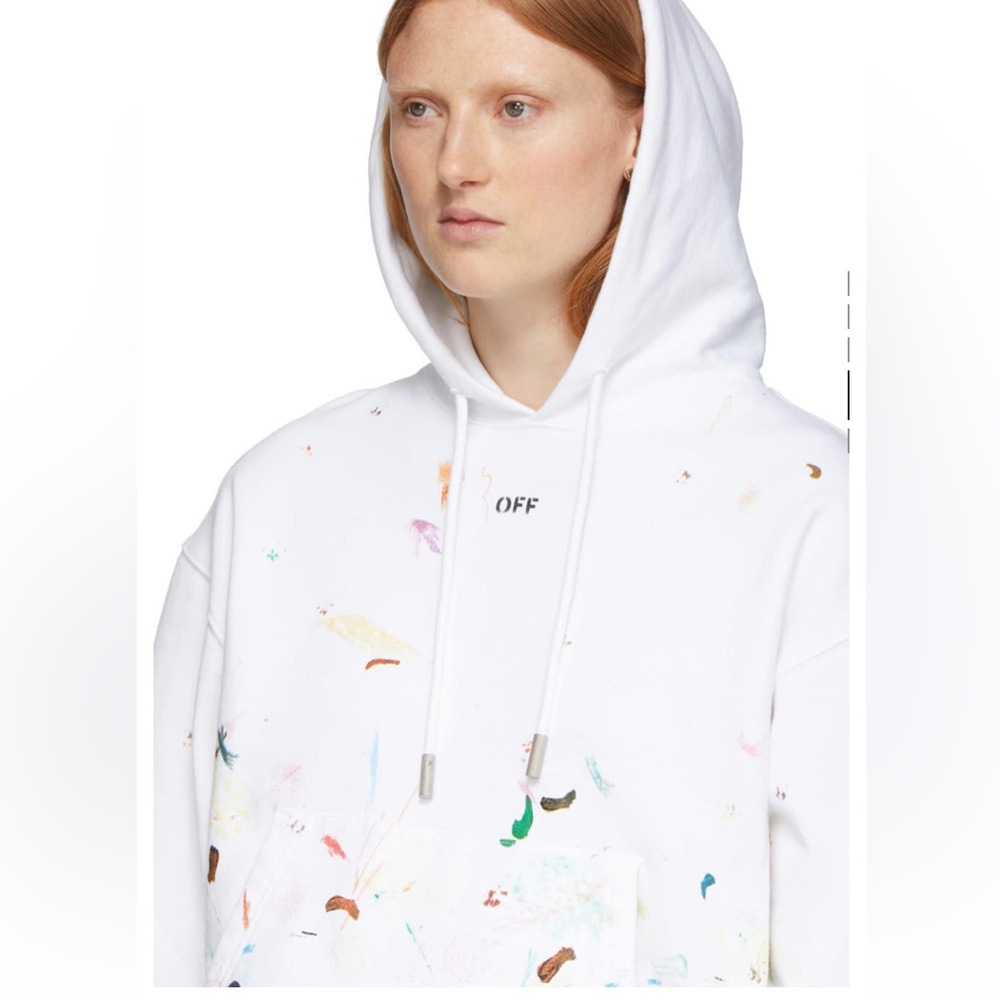 OFF-WHITE SSENSE Exclusive White Paint Splatter Hoodie - S